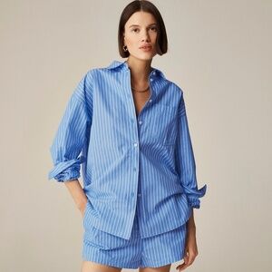 BNWT NEW JCREW well Étienne oversized shirt striped cotton poplin made Petit L!